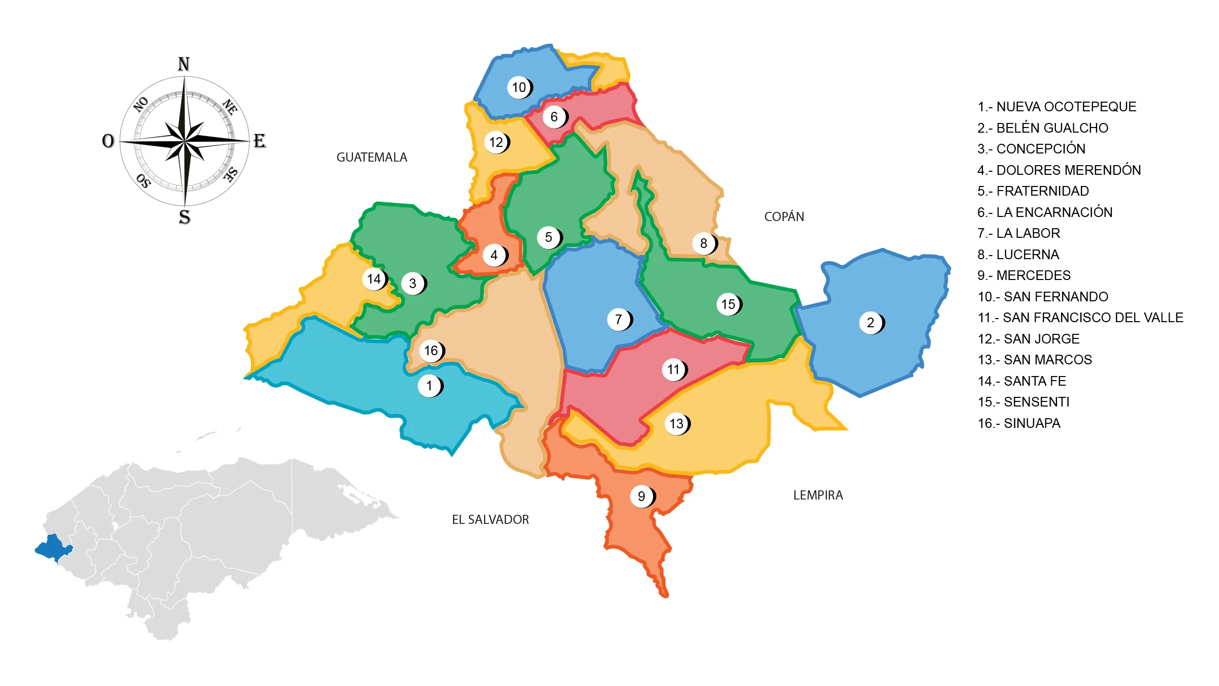 Mapa del Departamento de Ocotepeque