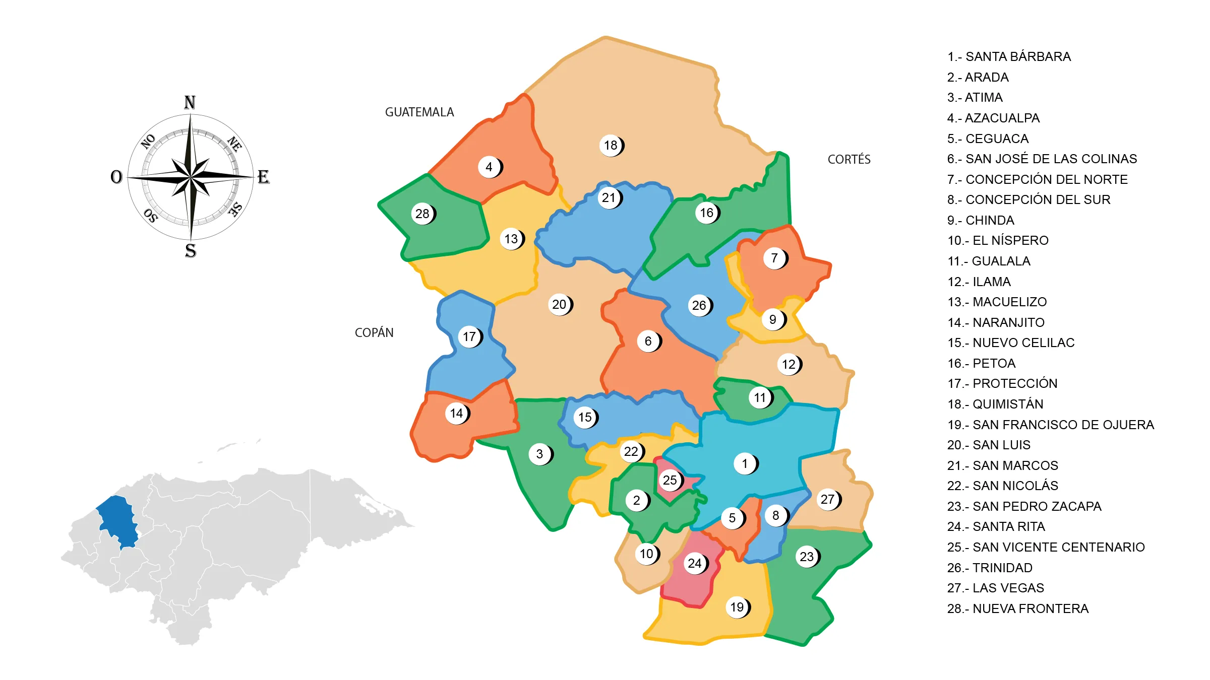 Mapa del Departamento de Santa Bárbara