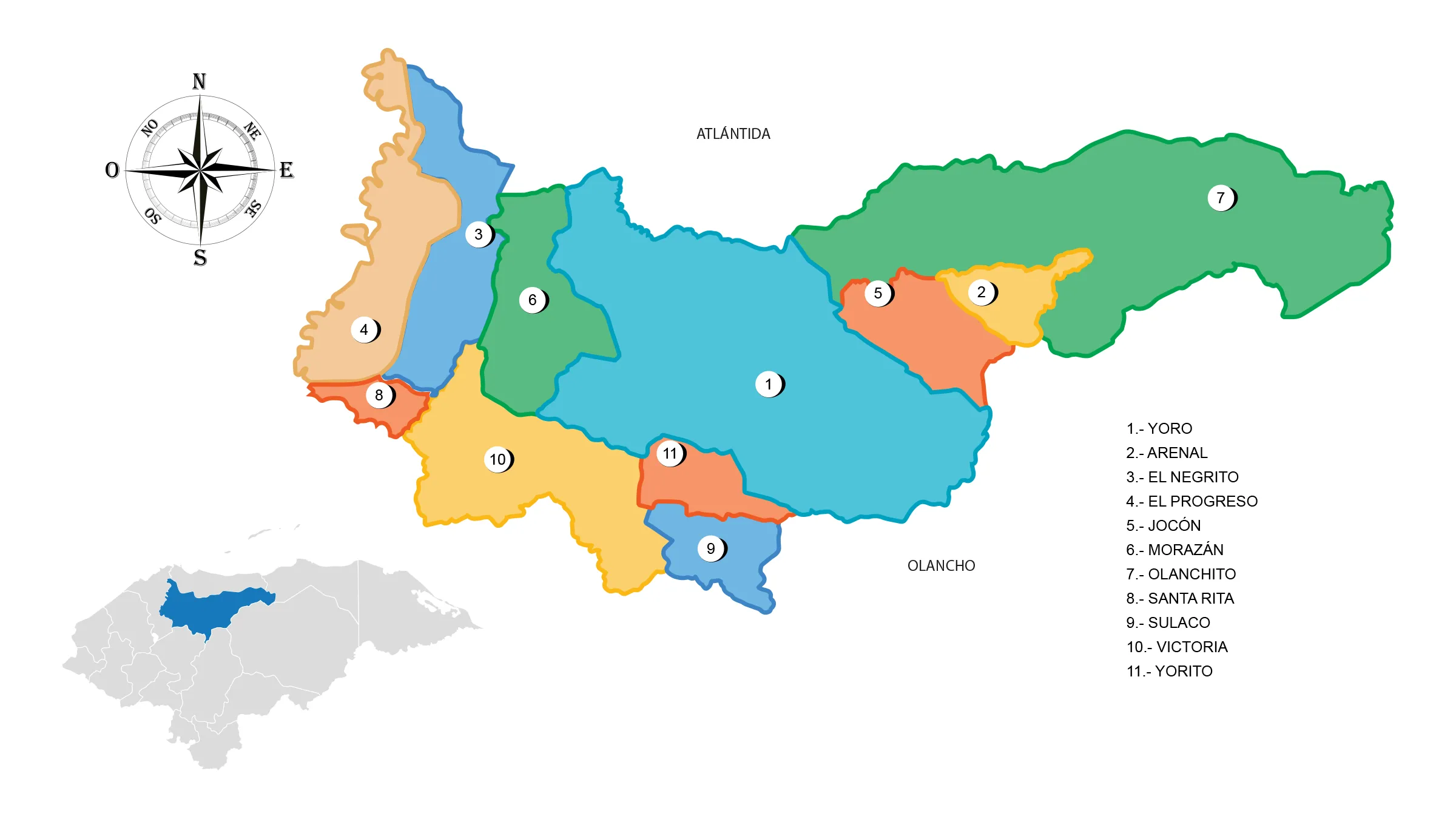 Mapa del Departamento de Yoro