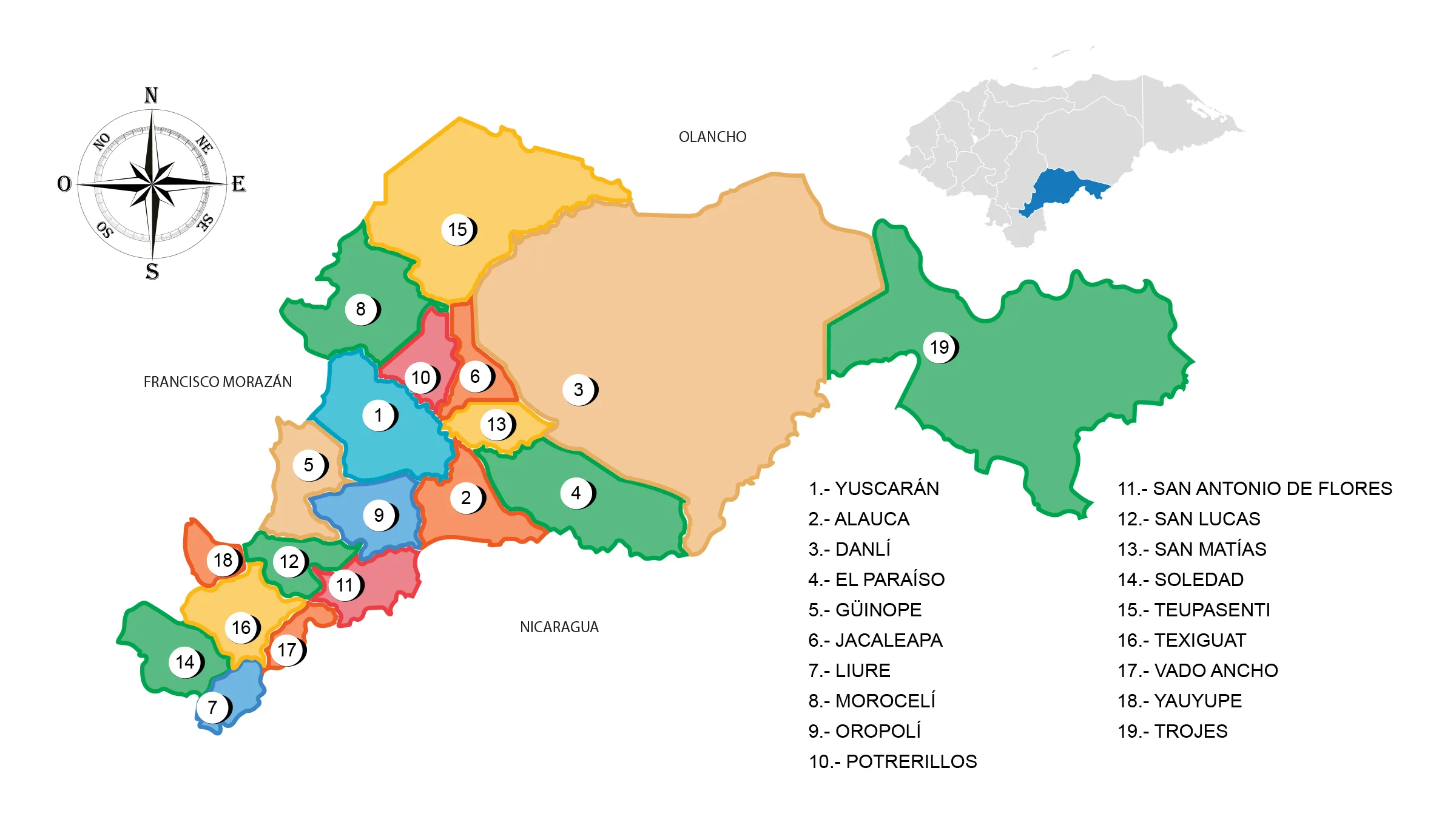 Mapa del Departamento de El Paraíso